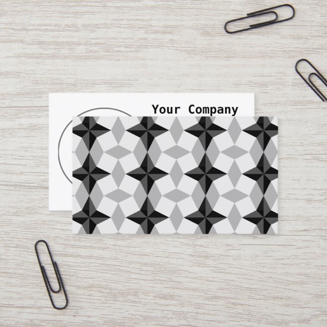 Tarjeta De Visita Patrón Starbuust y Rhombus negro y gris (Anverso/Reverso In Situ)