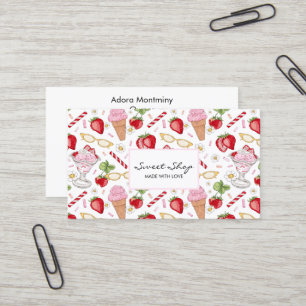 Tarjeta De Visita Patrón Sundae de fresa