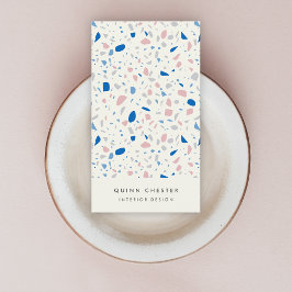 Tarjeta De Visita Patrón Terrazzo Neutral Natural Elegante