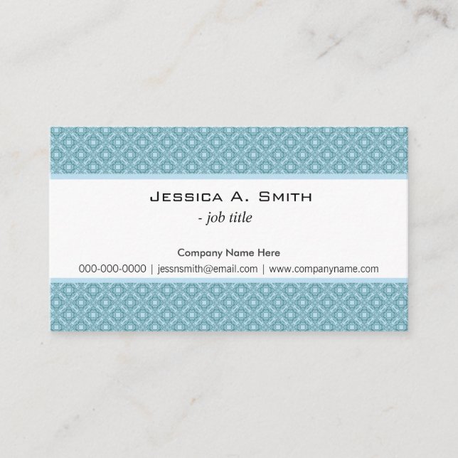 Tarjeta De Visita Patrón transparente azul clásico y elegante (Anverso)