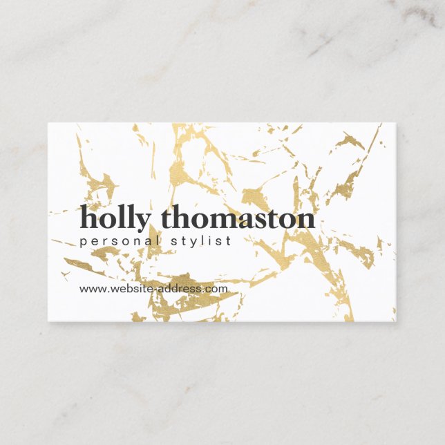 Tarjeta De Visita Patrón trendy de mármol dorado (Anverso)