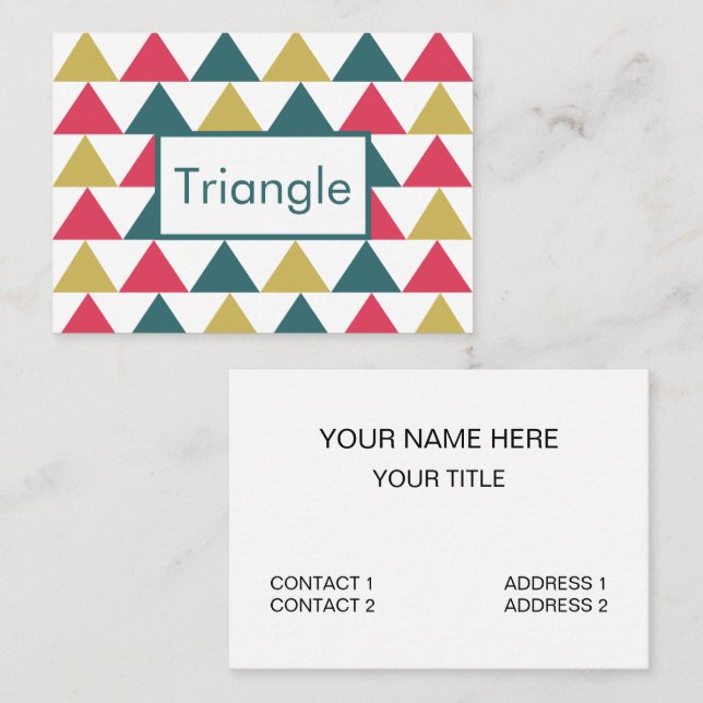 Tarjeta De Visita Patrón triangular geométrico colorido (Anverso / Reverso)