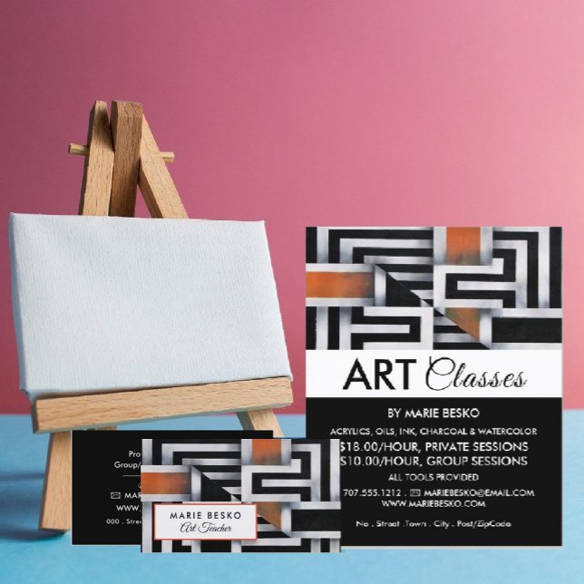 Tarjeta De Visita Patrón trippy de Maze, profesor de arte (Subido por el creador)