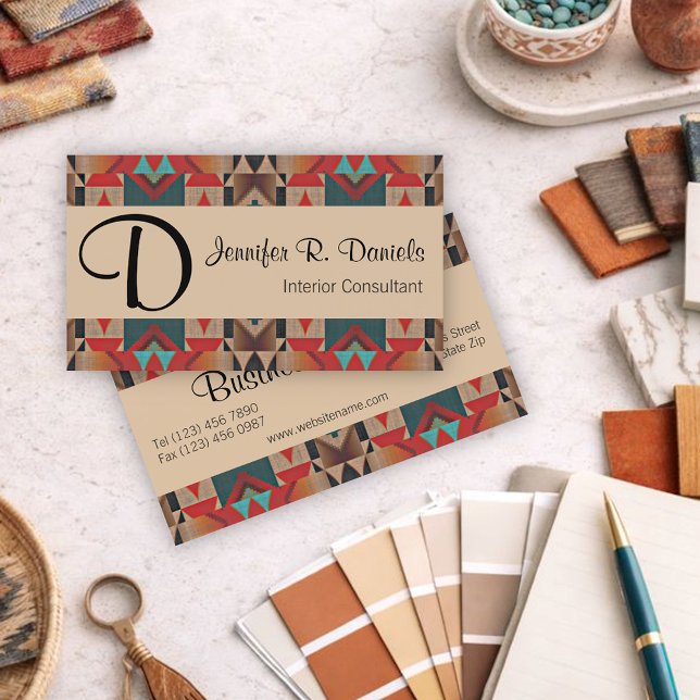 Tarjeta De Visita Patrón único de arte indígena americano (Subido por el creador)