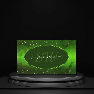 Tarjeta De Visita Patrón verde de mármol lindo Purpurinas estrellas