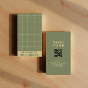 Tarjeta De Visita Patrón verde profundo moderno Código QR