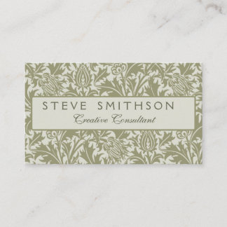 Tarjeta De Visita Patrón verde William Morris Thistle Sage