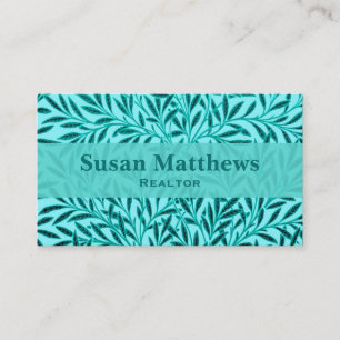 Tarjeta De Visita Patrón William Morris Willow, Turquesa y Aqua