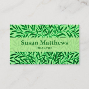 Tarjeta De Visita Patrón William Morris Willow, verde de jade ligero