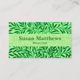 Tarjeta De Visita Patrón William Morris Willow, verde de jade ligero