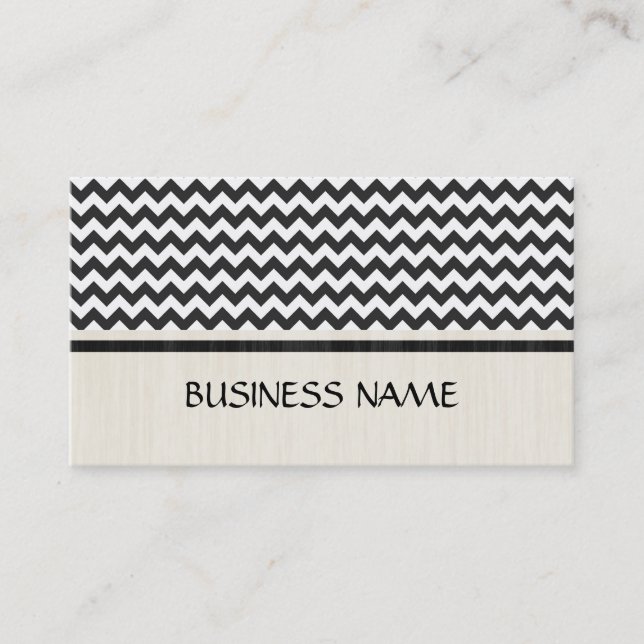 Tarjeta De Visita Patrón Zigzag de cheurón negro y blanco (Anverso)