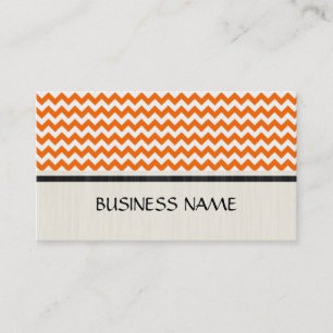 Tarjeta De Visita Patrón Zigzag de la cheurón naranja y blanco