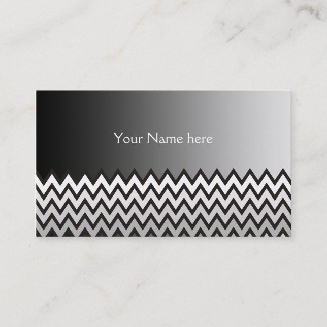 Tarjeta De Visita Patrón ZIGZAG - gris blanco negro + tu idea (Anverso)