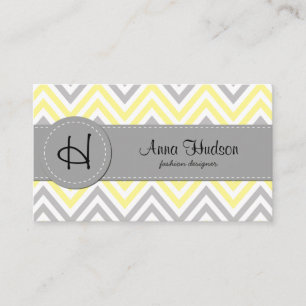 Tarjeta De Visita Patrón Zigzag, patrón Chevron - gris amarillo