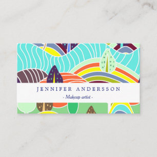 Tarjeta De Visita Patrones de bosque coloridos lindos