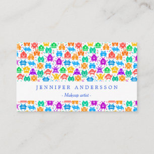 Tarjeta De Visita Patrones de monstruos pixelados coloridos lindos