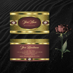 Tarjeta De Visita Patrones dorados de lujo Borgoña con diamantes fal