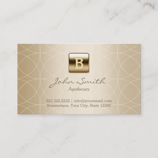 Tarjeta De Visita Patrones Geo Monograma Gold Apothecary (Anverso)