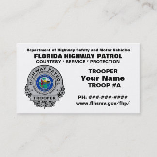 Tarjeta De Visita Patrulla FHP de la carretera de la Florida