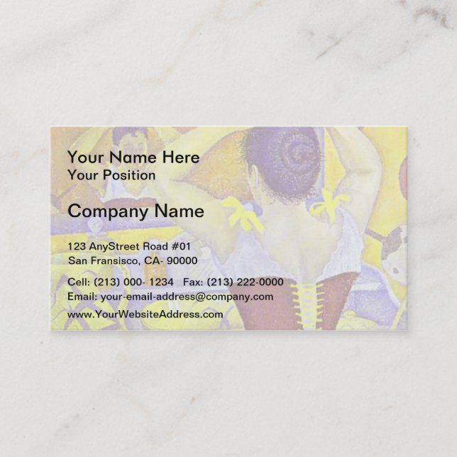 Tarjeta De Visita Paul Signac - Mujer en su baño usando corsé (Anverso)