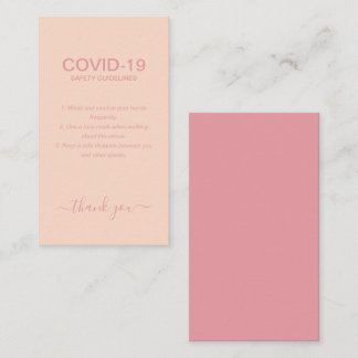 Tarjeta De Visita Pautas de seguridad simple de Rosa Gold Covid en R