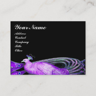 TARJETA DE VISITA PAVO REAL ELEGANTE EN VIOLETA PÚRPURA, NEGRO