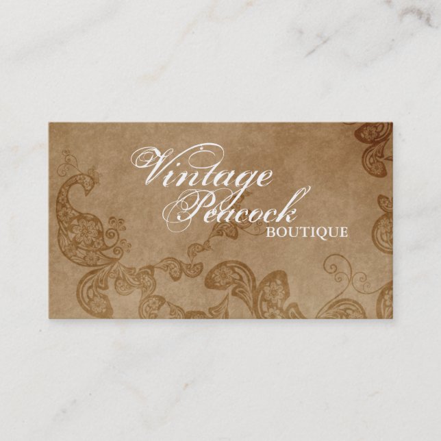 Tarjeta De Visita Pavo real floral elegante elegante de Boho Paisley (Anverso)