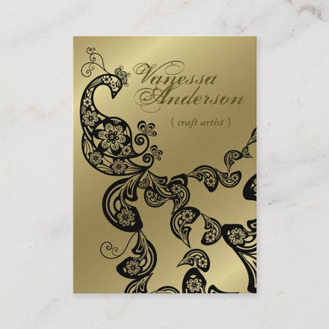 Tarjeta De Visita Pavo real floral elegante elegante de Boho Paisley (Anverso)