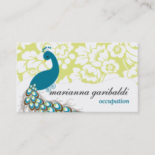 Tarjeta De Visita Pavo real moderno elegante del damasco