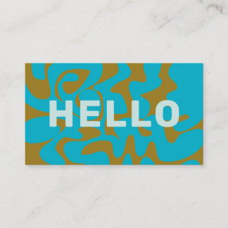 Tarjeta De Visita Pavo Real Retro Groovy Negrita Oliva Azul Pálido H