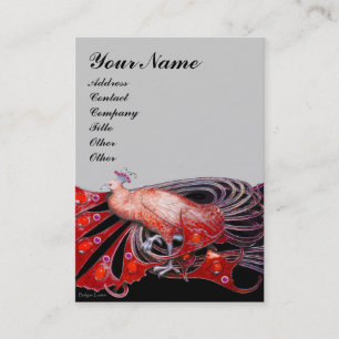 Tarjeta De Visita PAVO REAL rojo negro gris