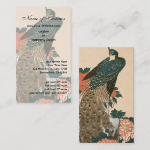 Tarjeta De Visita Pavo y peonías por Ando Hiroshige