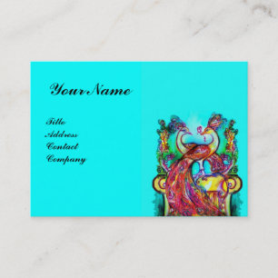 Tarjeta De Visita PAVOS REALES ENAMORADOS,rojo azul turquesa