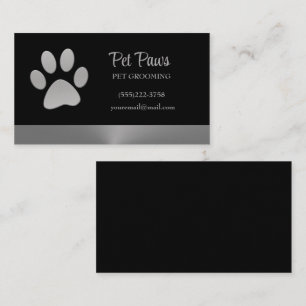 Tarjeta De Visita Paw de perro plateado sobre el servicio de crecimi