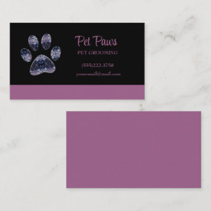 Tarjeta De Visita Paw de Perro Púrpura en el servicio de Grooming de