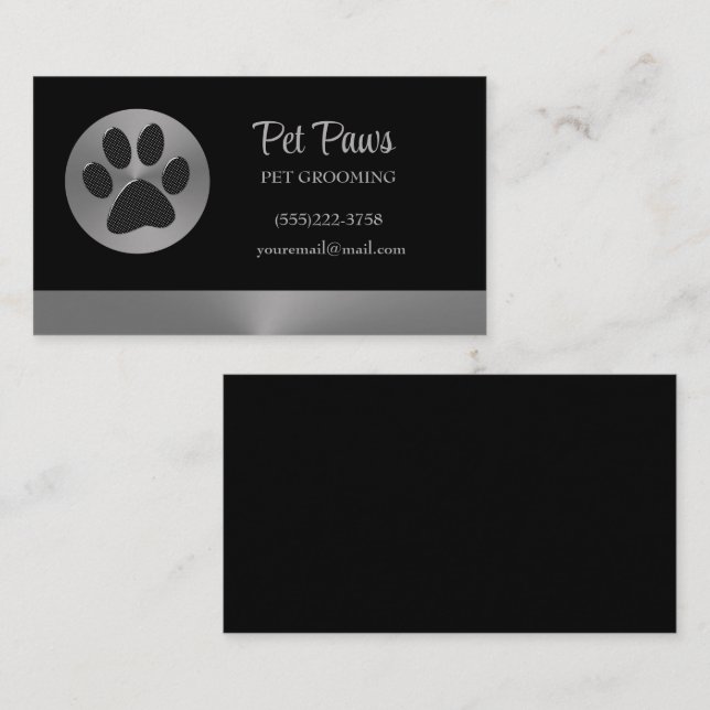 Tarjeta De Visita Paw de perro sin punto de Polka en servicio de cul (Anverso / Reverso)
