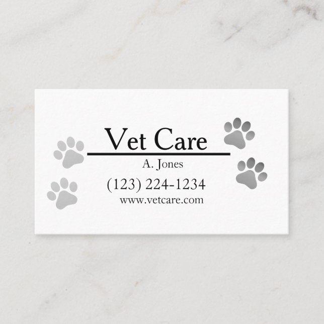 Tarjeta De Visita Paw Print Animal Care (Anverso)