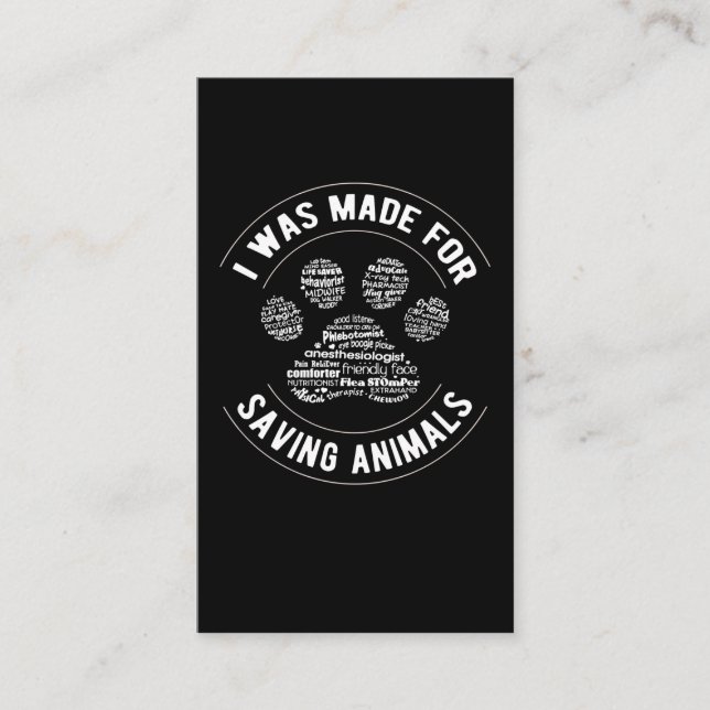 Tarjeta De Visita Paw Veterinario Técnico Vet Tech Veterinario (Anverso)