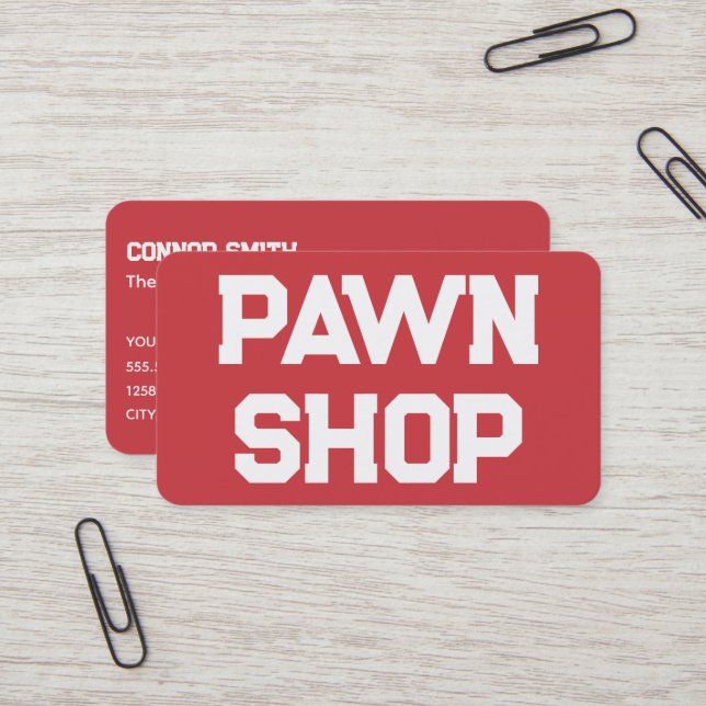 Tarjeta De Visita Pawn Shop Red (Anverso/Reverso In Situ)