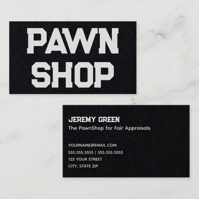 Tarjeta De Visita Pawnshop Pawnbroker (Anverso / Reverso)
