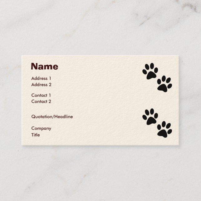 Tarjeta De Visita Paws (Anverso)