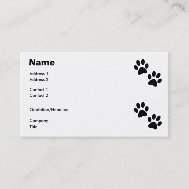 Tarjeta De Visita Paws (Anverso)