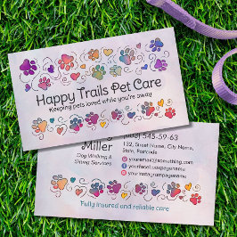 Tarjeta De Visita Paws and Heats - líneas dibujadas a mano y acuarel