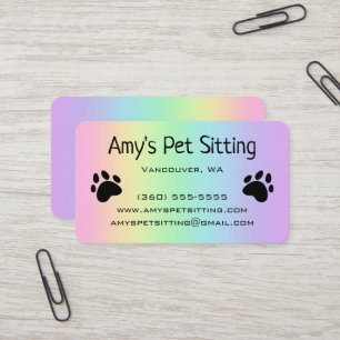 Tarjeta De Visita Paws Pastel Rainbow Business Cards
