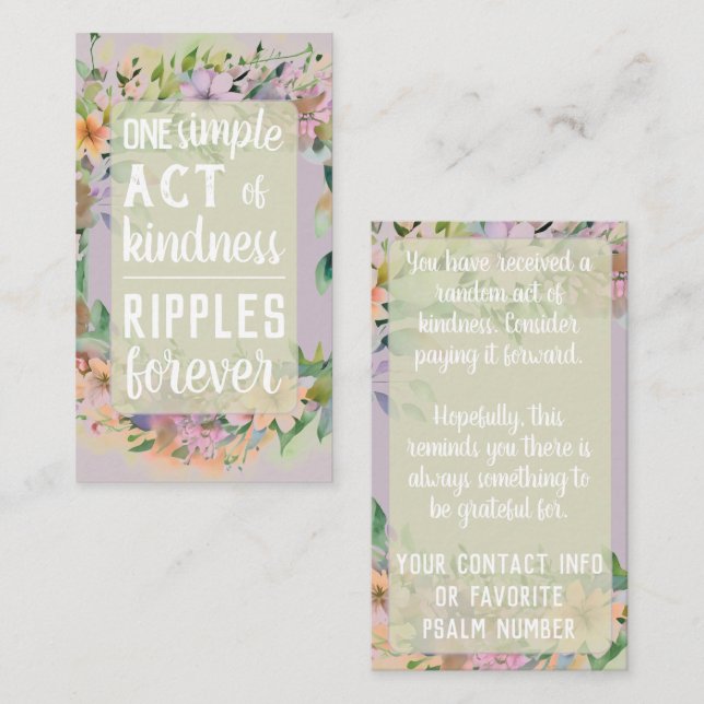 Tarjeta De Visita Pay it Forward Random Act Kindness Cute Wildflower (Anverso / Reverso)
