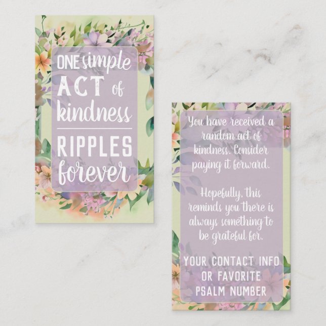 Tarjeta De Visita Pay it Forward Random Act Kindness Cute Wildflower (Anverso / Reverso)