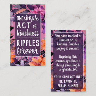 Tarjeta De Visita Pay it Forward Random Act Kindness Pink Lilies 
