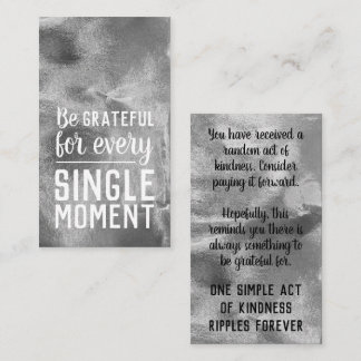 Tarjeta De Visita Pay it Forward Random Kindness Gratitude Silver