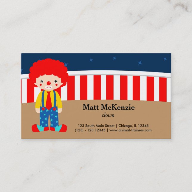 Tarjeta De Visita Payaso Circus (Anverso)