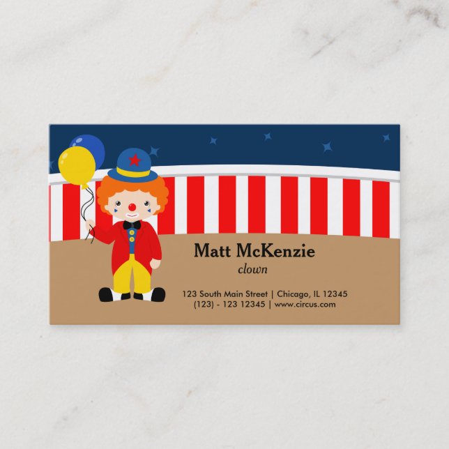 Tarjeta De Visita Payaso Circus (Anverso)